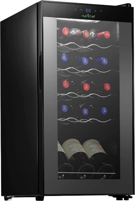 Photo 1 of 15 Bottle Wine Cooler Refrigerator - White & Red Wine Fridge Chiller Countertop Wine Cooler - Freestanding Compact Mini Wine Fridge 15 Bottle Capacity, Digital Control
