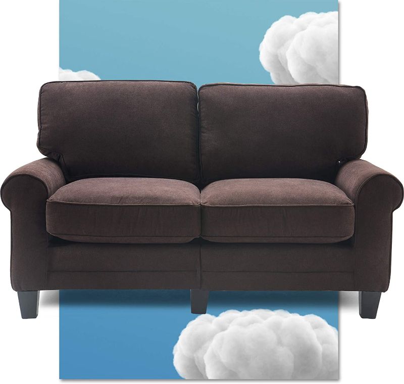 Photo 1 of ***INCOMPLETE*** Serta Copenhagen 61" Loveseat - Pillowed Back Cushions and Rounded Arms, Durable Modern Upholstered Fabric - Dark Brown
