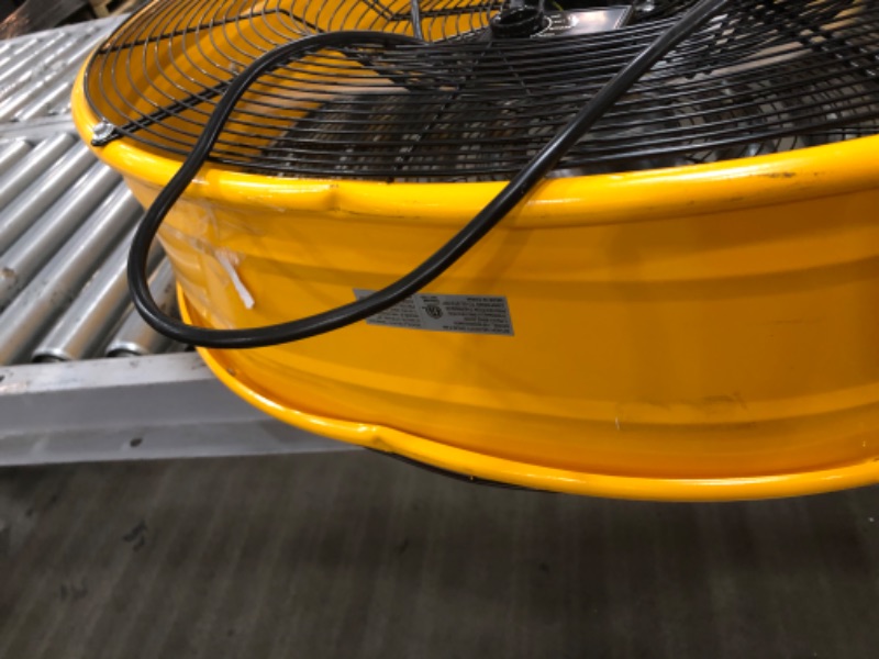 Photo 7 of (DAMAGED, INCOMPLETE) Simple Deluxe 30 Inch Heavy Duty Metal Industrial Drum Fan, 3 Speed Air Circulation for Warehouse, Greenhouse, Workshop, Patio, Factory and Basement - High Velocity , Yellow
**DENTS, MISSING WHEELS**