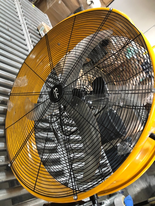 Photo 6 of (DAMAGED, INCOMPLETE) Simple Deluxe 30 Inch Heavy Duty Metal Industrial Drum Fan, 3 Speed Air Circulation for Warehouse, Greenhouse, Workshop, Patio, Factory and Basement - High Velocity , Yellow
**DENTS, MISSING WHEELS**