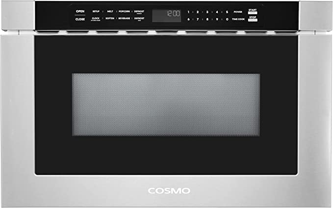 Photo 1 of COSMO COS-12MWDSS-NH 24 in. Built-in Microwave Drawer with Automatic Presets, Touch Controls, Defrosting Rack and 1.2 cu. ft. Capacity in Stainless Steel
