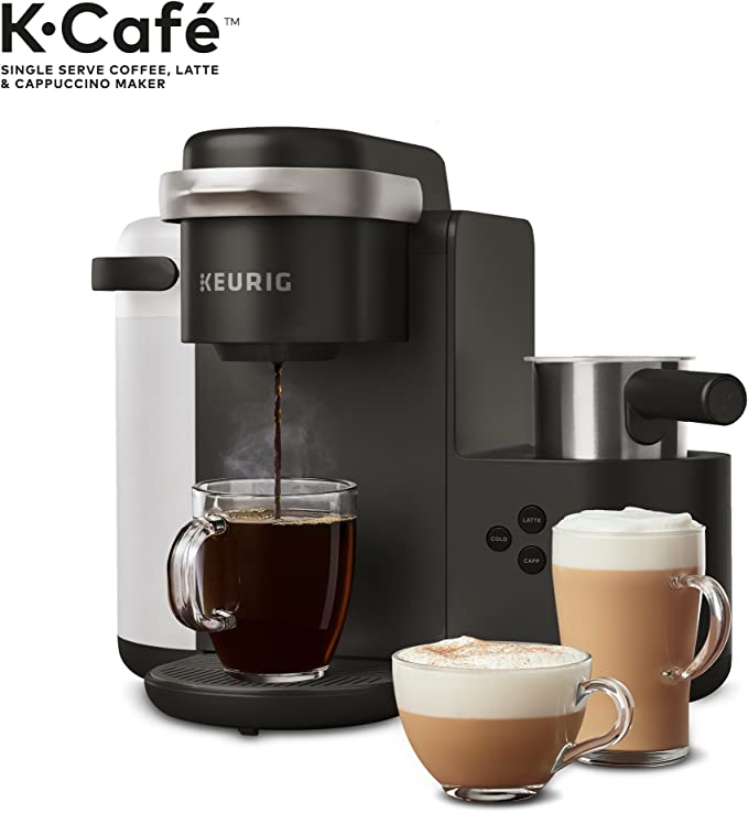 Photo 1 of Keurig K-Cafe Single-Serve K-Cup Coffee Maker, Latte Maker and Cappuccino Maker, Comes with Dishwasher Safe Milk Frother, Coffee Shot Capability, Compatible With all Keurig K-Cup Pods, Dark Charcoal
