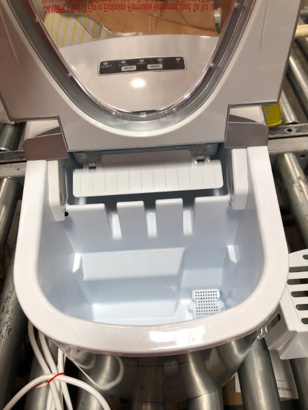 Photo 1 of Frigidaire EFIC108-SILVER Counter top Portable, 26 lb per Day Ice Maker Machine, Silver & Winco Stainless Steel 4 Ounce Ice Scoop, Medium
