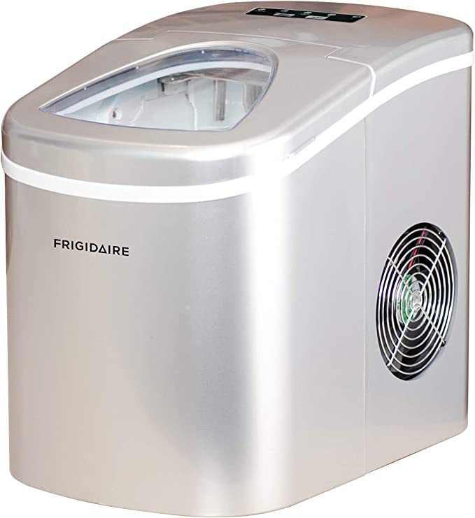 Photo 1 of Frigidaire EFIC108-SILVER Counter top Portable, 26 lb per Day Ice Maker Machine, Silver & Winco Stainless Steel 4 Ounce Ice Scoop, Medium
