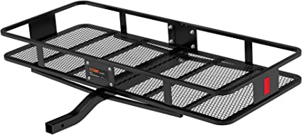 Photo 1 of **MISSING COMPONENTS AND HARDWARE**
CURT 18152 60 x 24-Inch Basket Hitch Cargo Carrier, 500 lbs Capacity, Black Steel, 2-in Fixed Shank
