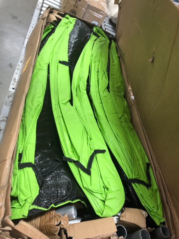 Photo 2 of NOT COMPLETE!!! Livspace 14FT Trampoline Set with Swing, Slide, Basketball Hoop and Ladder-Metal for Kids & Adults,Recreational Trampolines for Indoor, Green, 14FT with Swing & Slide (Recreational Trampoline) BOX 2 OF 3 
**MISSING BOX 1 AND 3, MISSING SWI