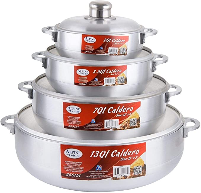 Photo 1 of Aramco 8 Piece Alpine Gourmet Aluminum Caldero Set, 2/3.5/7/13 quart, Silver
