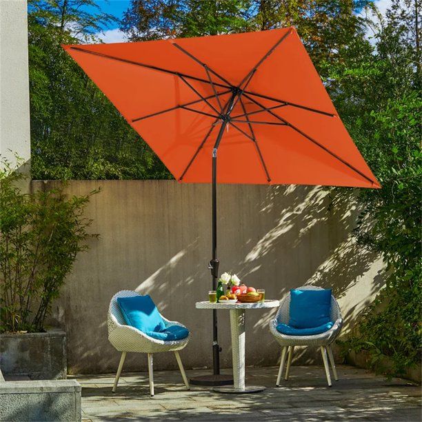 Photo 1 of  Square 8-Ribs Big Shade Market Umbrella,Outdoor Decor, Red Orange