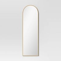 Photo 1 of 20" x 65" Arched Metal Leaner Mirror Brass - Threshold