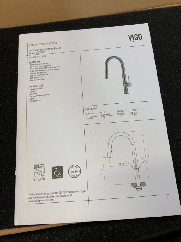 Photo 3 of 
VIGO
Greenwich Single-Handle Pull-Down Sprayer Kitchen Faucet in Matte Black