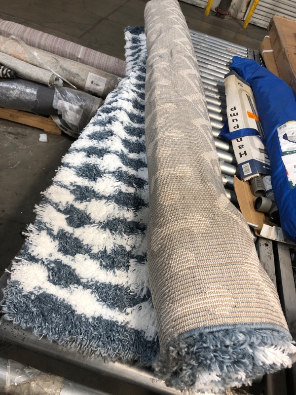 Photo 2 of 7 Ft. 10 in. X 10 Ft. 2 in. Urban Shag Machine Woven Rug, Denim & White