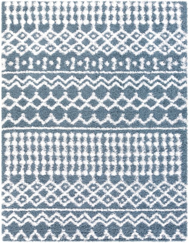 Photo 1 of 7 Ft. 10 in. X 10 Ft. 2 in. Urban Shag Machine Woven Rug, Denim & White