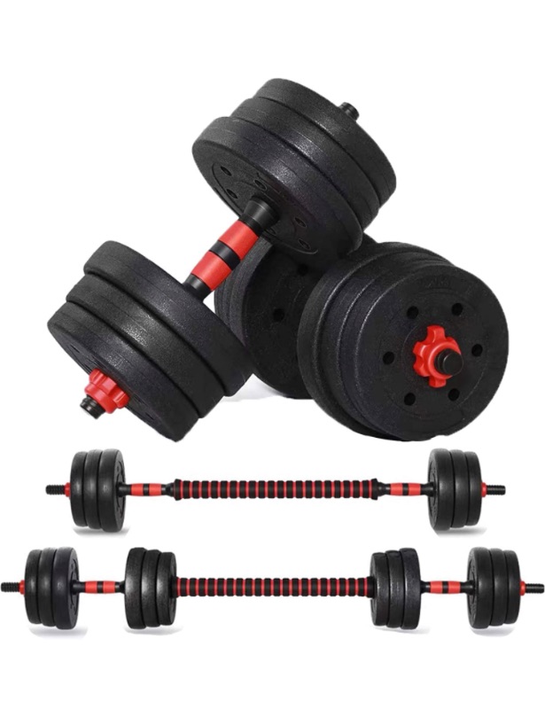 Photo 1 of  FcrenHuang Adjustable Weights Dumbbell Set, 44LB/20KG 3 in 1 Adjustable Dumbbells Barbell Set with Connecting Rod for Men Women(22LB x 2