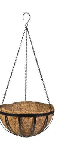 Photo 1 of 14 in. Metal English Hanging Coco Basket 2 PACK 