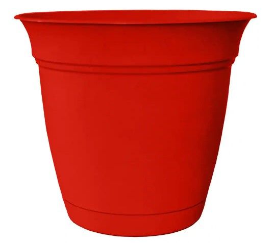 Photo 1 of Belle 12 in. Dia. Strawberry Red Plastic Planter with Attached Saucer
2PACK