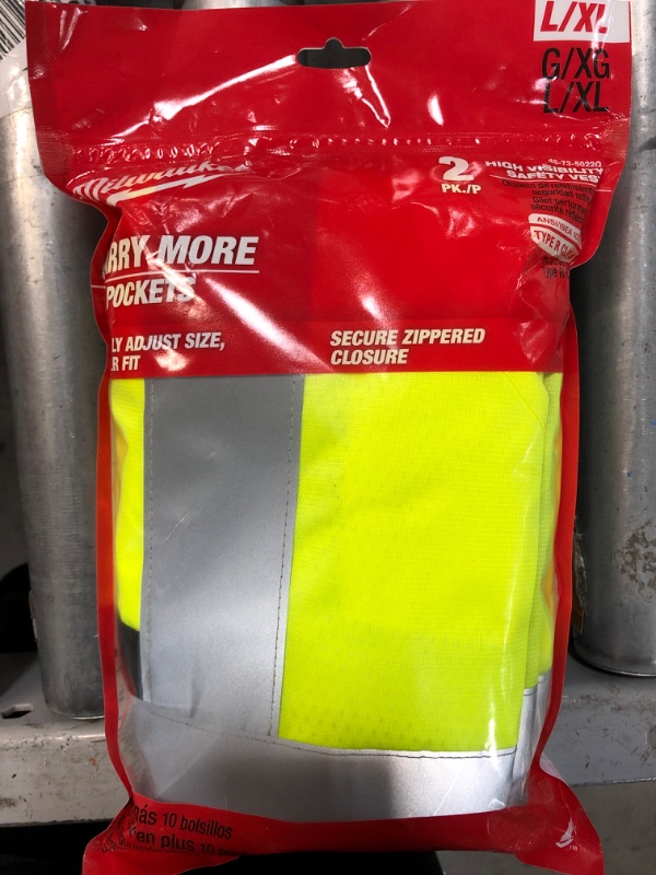 Photo 2 of Milwaukee Large/X-Large Yellow Class 2 High Visibility Safety Vest with 10-Pockets (2-Pack)