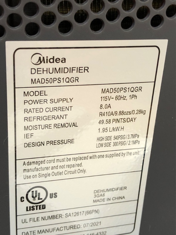 Photo 1 of Midea 50-Pint CUBE Smart Dehumidifier with Pump, 3X More Water Capacity, ENERGY STAR MOST EFFICIENT for up to 4,500 sf