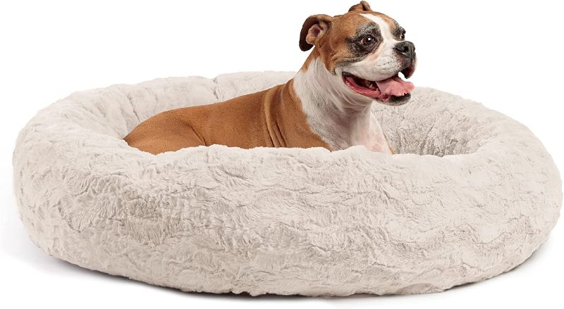 Photo 1 of Best Friends by Sheri The Original Calming Donut Cat and Dog Bed in Lux Fur, Machine Washable, High Bolster, Multiple Sizes SIZE-XL-36"
