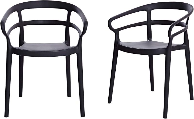 Photo 1 of *SINGLE CHAIR ONLY* Amazon Basics Dark Grey, Curved Back Dining Chair, Premium Plastic
