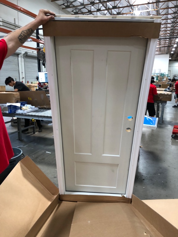 Photo 6 of (COSMETIC DAMAGES) 32 in. x 80 in. Craftsman Right-Hand Primed Composite 20 Min. Fire-Rated House-to-Garage Single Prehung Interior Door