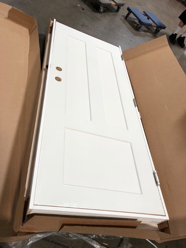 Photo 5 of (COSMETIC DAMAGES) 32 in. x 80 in. Craftsman Right-Hand Primed Composite 20 Min. Fire-Rated House-to-Garage Single Prehung Interior Door