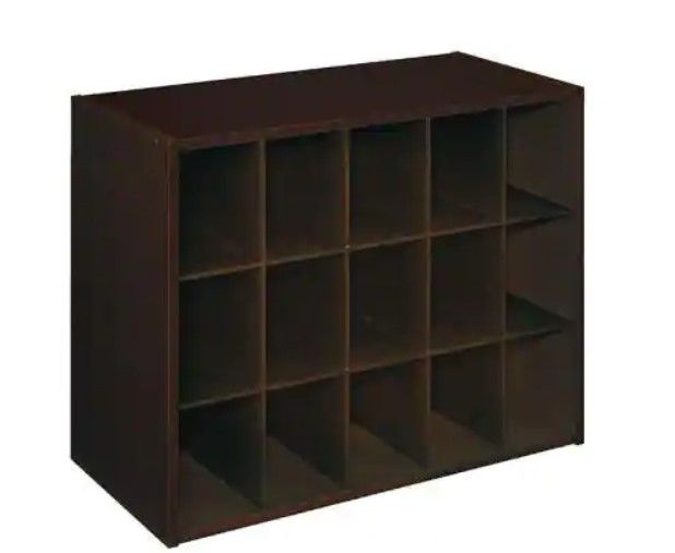 Photo 1 of (COSMETIC DAMAGES) ClosetMaid 19 in. H x 24 in. W x 12 in. D Espresso Wood Look 15-Cube Storage Organizer
