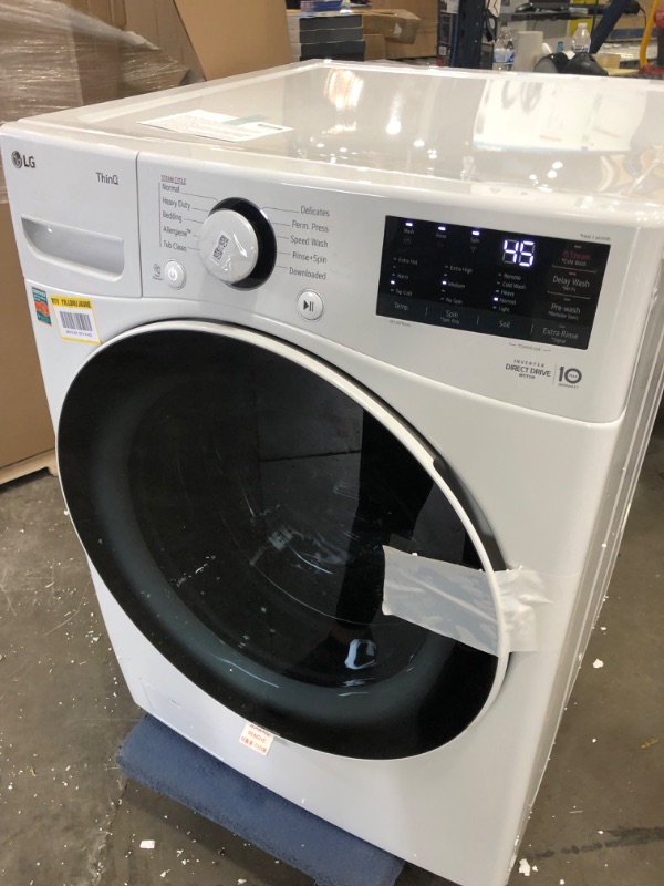 Photo 12 of ***PARTS ONLY*** MAKES LOUD NOISES, LG Electronics 27 in. 4.5 cu. ft.Ultra Large Capacity White Front Load Washer with Steam and Wi-Fi Connectivity