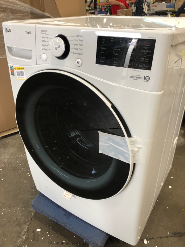 Photo 9 of ***PARTS ONLY*** MAKES LOUD NOISES, LG Electronics 27 in. 4.5 cu. ft.Ultra Large Capacity White Front Load Washer with Steam and Wi-Fi Connectivity