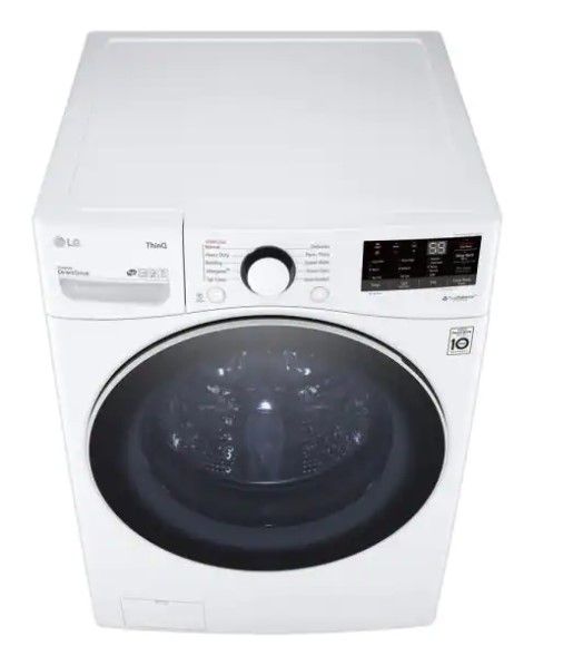 Photo 1 of ***PARTS ONLY*** MAKES LOUD NOISES, LG Electronics 27 in. 4.5 cu. ft.Ultra Large Capacity White Front Load Washer with Steam and Wi-Fi Connectivity