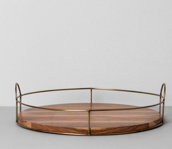 Photo 1 of 16" Round Wood and Wire Tray - Hearth & Hand™ with Magnolia

