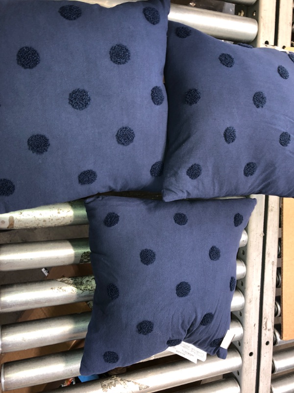 Photo 1 of 1 COUNT DECORATIVE TUFFED BLUE PILLOW - 3 PACK 