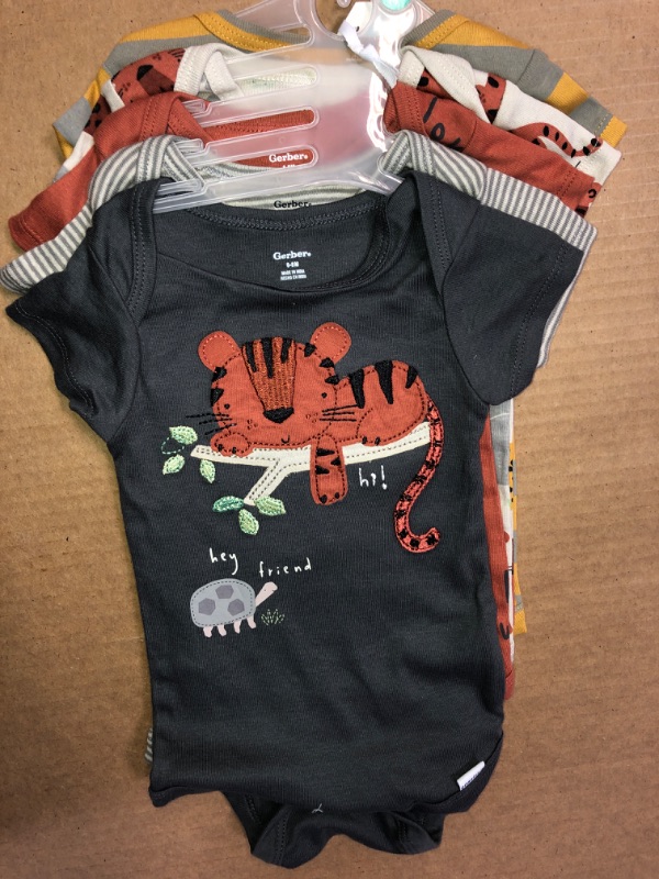 Photo 2 of Gerber Baby Boys' 5pk Safari Short Sleeve Onesies - Orange/Gray- size- 6-9 months 
