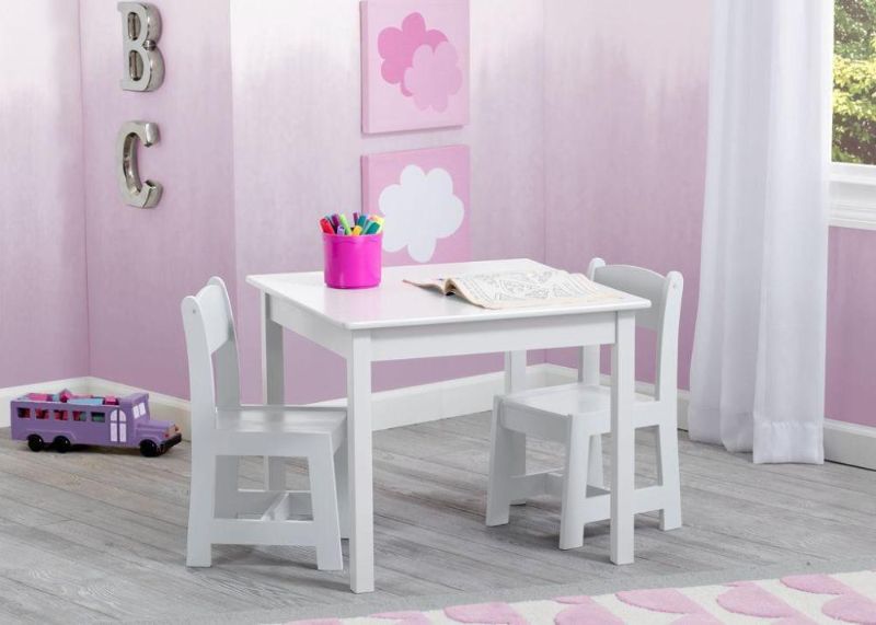 Photo 1 of Delta Children MySize 3-Piece Square Activity Table Set, Bianca White (TT89601GN-130)
