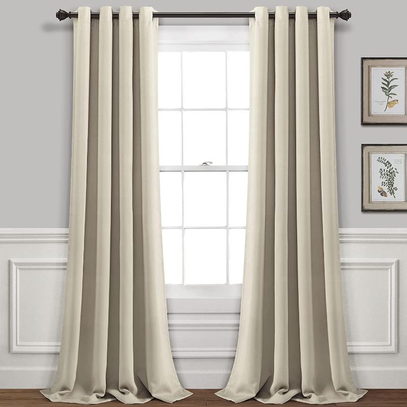 Photo 1 of **MISSING HARDWARE** Lush Decor Insulated Grommet Blackout Window Curtain Panel Pair, 52 X 120IN" W, Neutral
