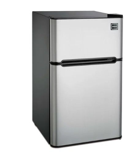 Photo 1 of ***FREEZER WORKS ONLY*** RCA 3.2 Cu Feet Two Door Mini Fridge with Freezer RFR836, Stainless