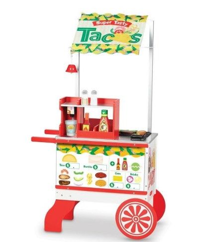 Photo 1 of Melissa & Doug Super Duper Donut & Taco Rolling Wooden Food Cart  31 Inches (H) x 18 Inches (W) x 6 Inches (D)

