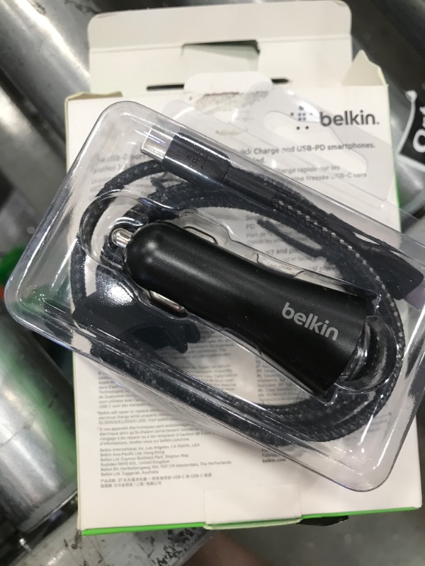 Photo 2 of Belkin 3A/27W 1-port Braided USB-C to USB-C cable USB-C Car Charger - Black

