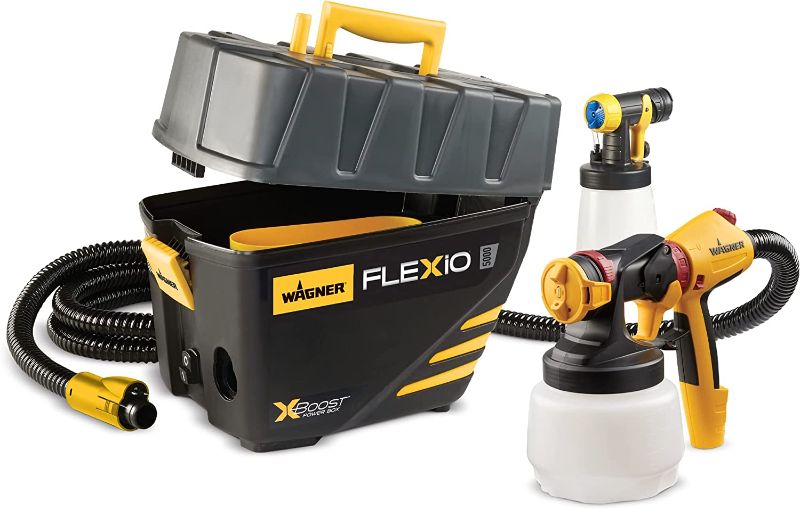 View 1 of MINOR DAMAGE*
Wagner Spraytech 0529091 FLEXiO 5000 Stationary HVLP Paint Sprayer, Sprays Unthinned Latex, Includes two Nozzles, iSpray Nozzle and Detail Finish Nozzle, Complete Adjustability for All Needs
