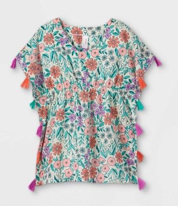 Photo 1 of Girls' Floral Caftan Cover Up - Cat & Jack™ x-small (4/5)

