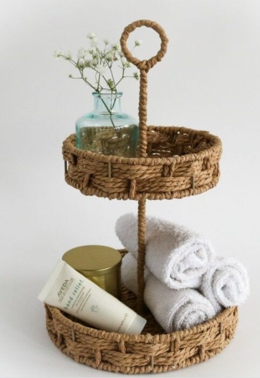 Photo 1 of **SET OF4** 2 TIER TRAY WOVEN homeinspo