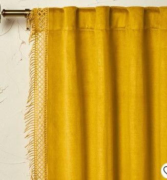 Photo 1 of 1pc Light Filtering Velvet Macrame Trim Window Curtain Panel - Opalhouse™ designed with Jungalow™

