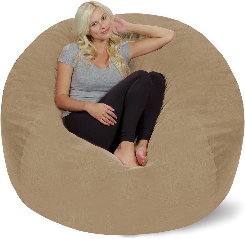 Photo 1 of  Chill Sack AMZ-5SK-PB33 Chair: Giant 5' Memory Foam Furniture Bean Bag Big Sofa with Soft Micro Fiber Cover, 5-feet, Pebble -Tan
