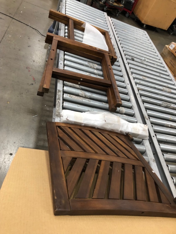 Photo 1 of Walker Edison 2 Piece Outdoor Patio Chevron Wood Chair Set All Weather Backyard Conversation Garden Poolside Balcony, Set of 2, Dark Brown

