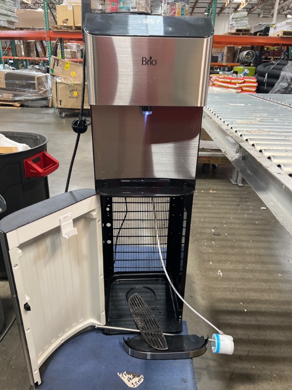 Photo 2 of Brio Moderna Bottom Load Water Cooler Dispenser - Tri-Temp, Adjustable Temperature, Self-Cleaning, Touch Dispense, Child Safety Lock, Holds 3 or 5 Gallon Bottles, Digital Display and LED Light
