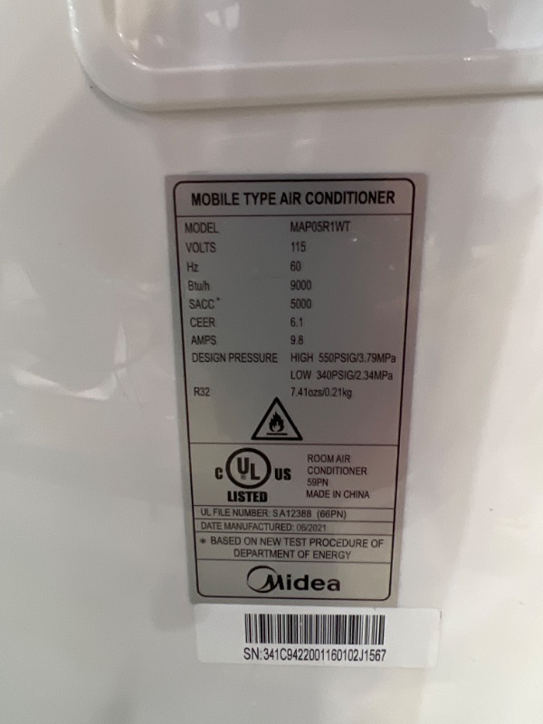 Photo 4 of Midea 6,000 BTU ASHRAE (5,000 BTU SACC) Portable Air Conditioner, Cools up to 150 Sq. Ft., Works as Dehumidifier & Fan, Remote Control & Window Kit Included
