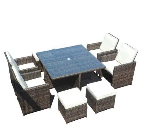 Photo 1 of *Incomplete set*
Box 3 of 3
DIRECT WICKER
(Brand Rating: 3.6/5)
Diana Brown Wicker 9-Pieces Patio Dining Set With Beige Cushions and Ottomans