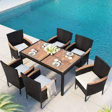 Photo 1 of 7-piece Outdoor Rattan Wicker Dining Table And Chairs ...
*Incomplete set*
Box 2 of 3