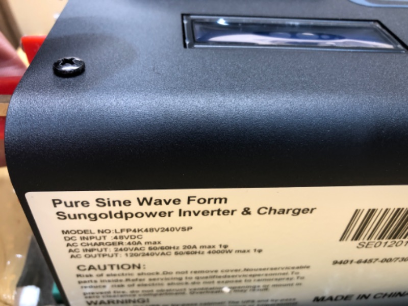 Photo 4 of 4000W Peak12000W 48V Pure Sine Wave Inverter Charger Split Phase 240V Input 120V 240V Output Low Frequency Solar Power Inverter Converter with LCD Display Manufactured by SunGoldPowerCo.,Ltd
