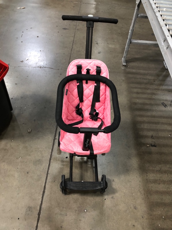 Photo 2 of Dream On Me, Coast Stroller Rider, Lightweight, One hand easy fold, Travel Ready, Sturdy, Adjustable Handles, Soft-Ride Wheels, Easy to push, Pink
