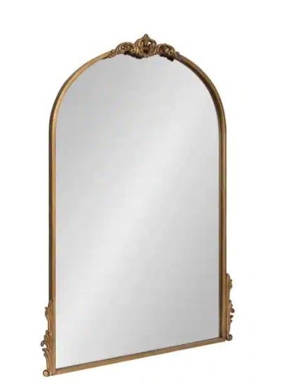 Photo 1 of  32.50 in. H x 24.50 in. W Arch Metal Framed Gold Mirror